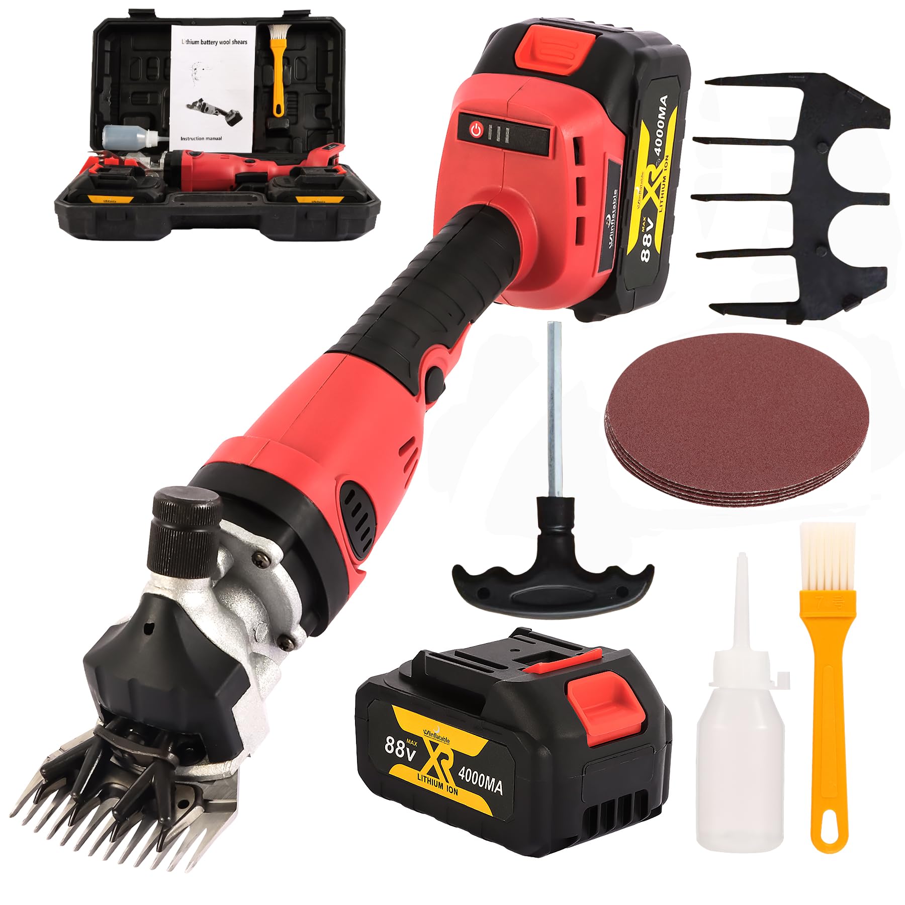 羊、馬、牛　コードレス電動バリカン　GDJOB HC-550　バッテリー2個 Amazon.com: Cordless Electric Professional Sheep Shears